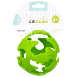 GiliGums Silikonové kousátko Míček, Dino - zelené
