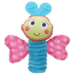 Biba Toys Plyšová hračka s pískatkem a kousátkem Motýlek, modrá/růžová