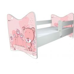 BabyBoo Dětská postýlka LUX Medvídek STYDLÍN růžový 140x70 cm + ŠUPLÍK - 140x70