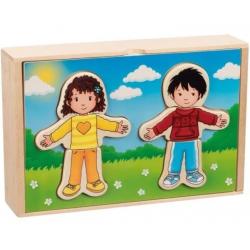 Goki Dřevěné puzzle Obleč děti