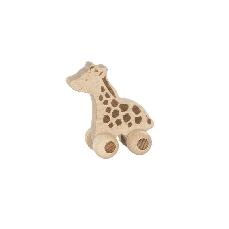 Goki Edukační dřevěná žirafa na kolečkách