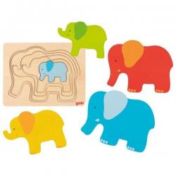 Goki Dřevěné vrstvené puzzle Slon