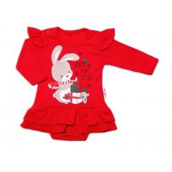 Baby Nellys Kojenecké sukničkobody dlouhý rukáv, Bunny, červené - 56 (1-2m)