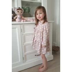 Baby Nellys 2-dílná sada dívčí bavlněné šaty s čelenkou - Puntík - 86 (12-18m)