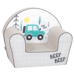 Delsit Dětské křesílko, pohovka - Jeep beep beep, šedé
