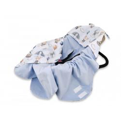 Baby Nellys Zavinovací deka s kapucí, bavlna + jersey, Létající zvířátka, modrá