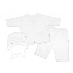 Kabátek, čepička a kalhoty Baby Nellys ®- bílá - 68 (3-6m)