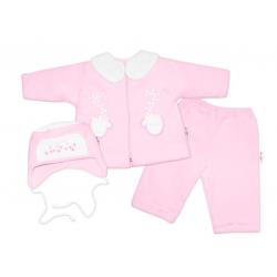 Kabátek, čepička a kalhoty Baby Nellys ®- sv. růžová, vel. 74 - 74 (6-9m)