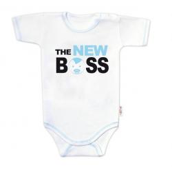 Body krátký rukáv s vtipným textem Baby Nellys, The New Boss, vel. 80, kluk - 80 (9-12m)