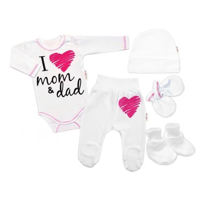 Baby Nellys 5-ti dílná soupravička do porodnice I love mom & dad