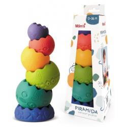 Hencz Toys Interaktivní pyramida Skořápky - 6 dílů - pastelová