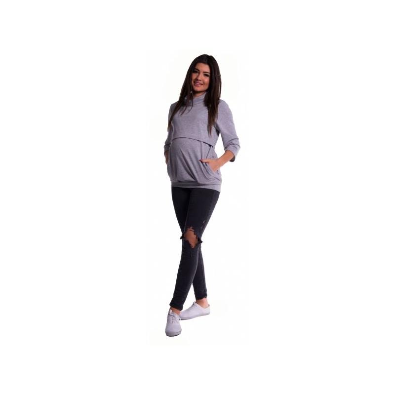 Be MaaMaa Těhotenské a kojící teplákové triko - šedý
