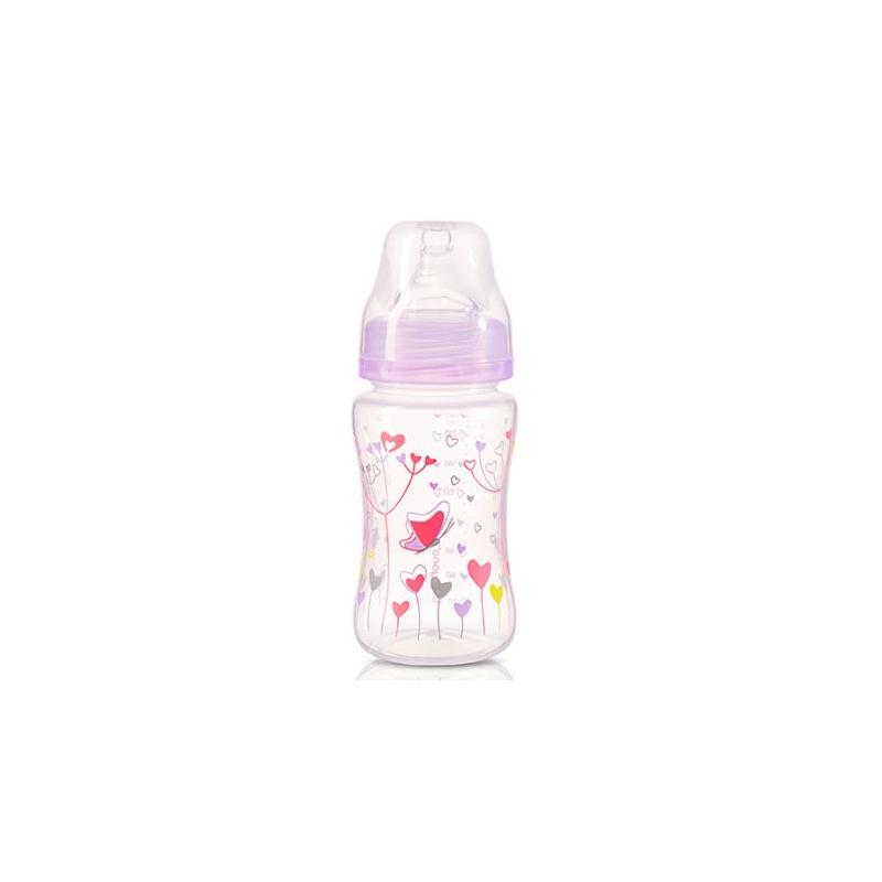 BabyOno Antikoliková lahvička se širokým hrdlem Baby Ono - růžová