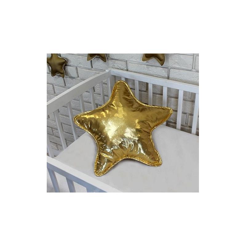 Baby Nellys Dekorační oboustranný polštářek - Hvězdička, 45 cm - zlatý