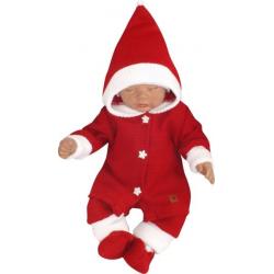 Z&Z 3-dílná pletená souprava, kabátek, kalhoty a botičky Baby Santa