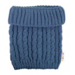 Zimní čepice s bambulí + komínek Baby Nellys - modrá, jeans, vel. 48-52cm - 98-104 (2-4r)