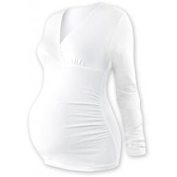 JOŽÁNEK Těhotenské triko/tunika dlouhý rukáv EVA - bílé