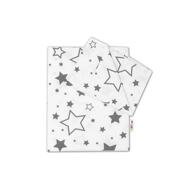2-dílné bavlněné povlečení - Šedé hvězdy a hvězdičky