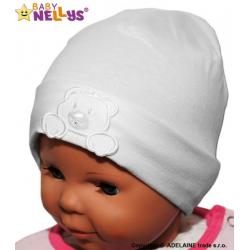 Bavlněná čepička Baby Nellys ® Medvídek - bílá