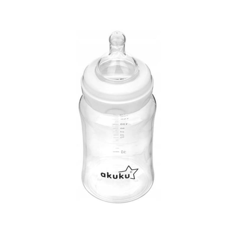 Antikoliková lahvička s širokým hrdlem Akuku, Star, 240 ml - bílá