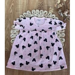Bavlněné šaty s kr. nabíranými rukávy, Baby Mouse, Mamatti, růžové s