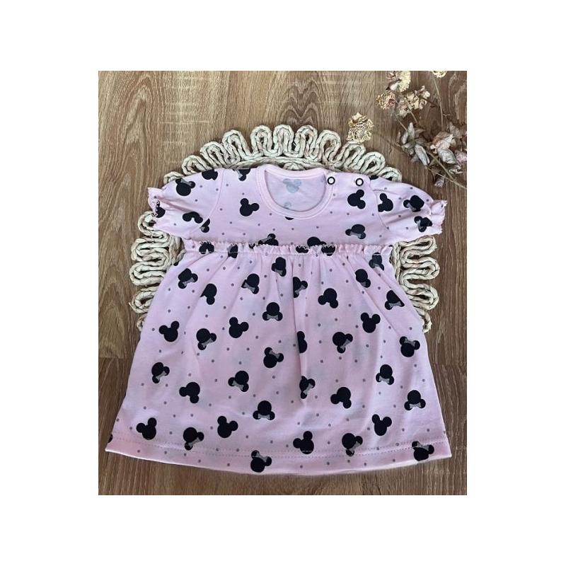 Bavlněné šaty s kr. nabíranými rukávy, Baby Mouse, Mamatti, růžové s
