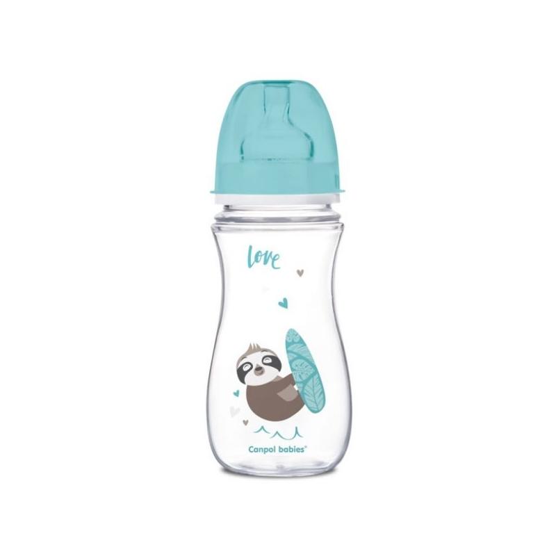 Canpol Babies Antikolik. lahvička se širokým hrdlem, Exotic Animals, 300 ml - modrá