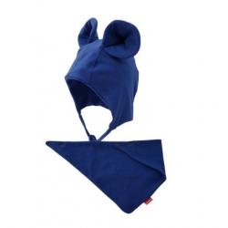 Bexa Bavlněná dvouvrstvá čepice na zavazování Miki + šátek - granátová - 50-56 (0-2m)