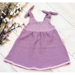 Baby Nellys Letní lehoučké mušelínové šaty Summer - lila, levandule - 56-62 (0-3m)