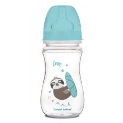 Antikoliková lahvička se širokým hrdlem Canpol Babies Easy Start - Lenochod 240 ml - modrá
