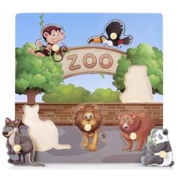 Dřevěné zábavné, vkládací puzzle Tulimi - Zoo - 6 dílků