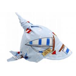 Dětský bavlněný šátek s kšiltem na zavazování, Premium Baby Nellys, lodě - 92-98 (18-36m)/68-86 (6-18m)