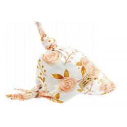 Dětský bavlněný šátek s kšiltem na zavazování, Premium Baby Nellys, růže - 92-98 (18-36m)/68-86 (6-18m)
