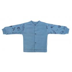 Mamatti Novozenecká bavlněná košilka, kabátek, Vesmír - modrá s potiskem - 50 (0-1m)