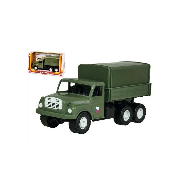 Auto nákladní Tatra 148 khaki vojenská plast 30cm v krabici 35x18x13cm