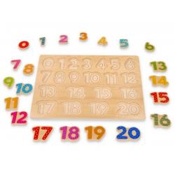 Dřevěná edukační vkládačka, puzzle Lelin - Číslice