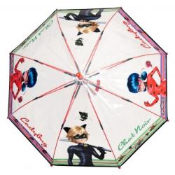 Dětský průhledný holový deštník Lady Bug - červený