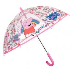 Dětský průhledný holový deštník Peppa Pig- růžový