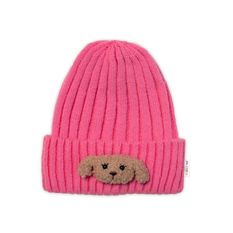 Dětská zimní čepice Bear, Baby Nellys - růžová, vel. 48-54 cm - 98-104 (2-4r)