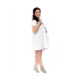 Be MaaMaa Těhotenské šaty Adela - ecru - XS (32-34)