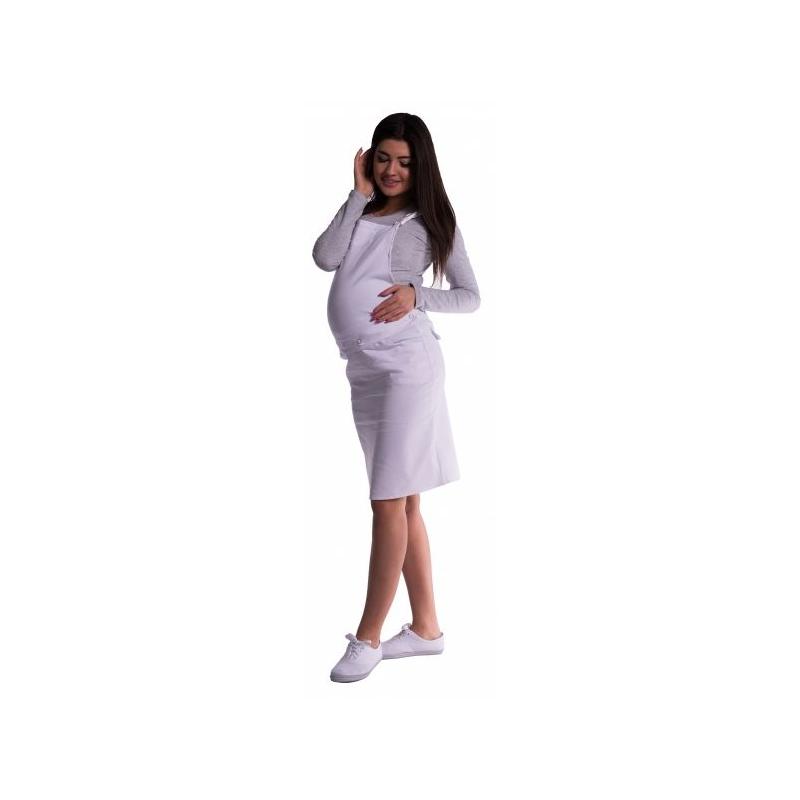 Těhotenské šaty/sukně s láclem - bílé