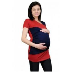 Těhotenská tunika s asymetrickým výstřihem - cihlová - UNI