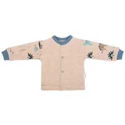 Mamatti Novozenecká bavlněná košilka, kabátek, Dinosaurus - krémová s potiskem, vel. 68 - 68 (3-6m)