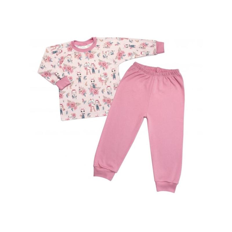 Dětské pyžamo 2D sada, triko + kalhoty, Rabbit Painter, Mrofi, pudrově