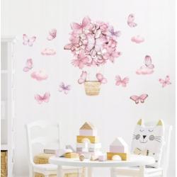 Nálepky, dekorace na zeď Tulimi - Motýlci, růžová