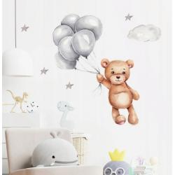Nálepky, dekorace na zeď Tulimi - Medvídek s balónky