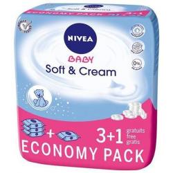 Vlhčené čistící ubrousky NIVEA Soft & Cream - 3+1 gratis