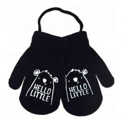 Zimní chlapecké rukavičky se šňůrkou Hello Little - černé, vel. 110 - 110 (4-5r)