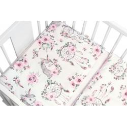 Baby Nellys 2-dílné bavlněné povlečení, Sny Jednorožce, bílá/růžová, 135x100 cm - 135x100