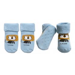 Kojenecké froté ponožky s ABS Lion, Baby Nellys, modré, vel. 68/74 - 68-74 (6-9m)